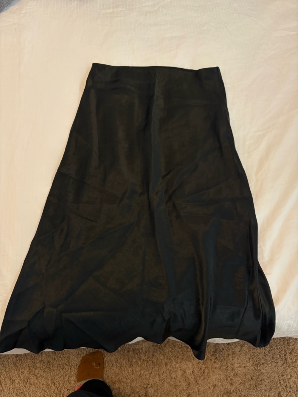 Babaton Satin Black Midi Skirt